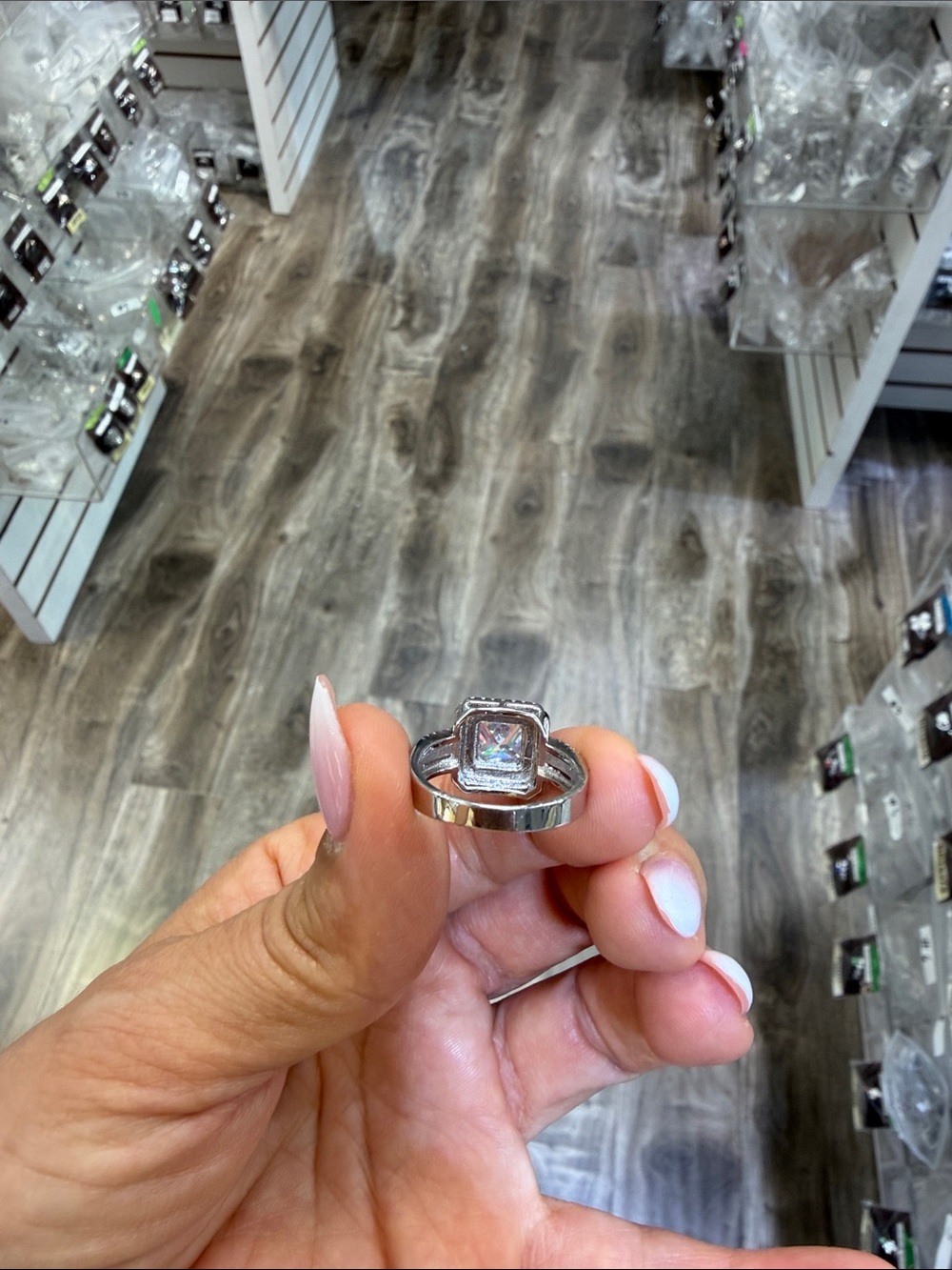 New Sterling Silver Princess cut Engagement Ring sizes 5 7 8 9 10 11 - Picture 6 of 8